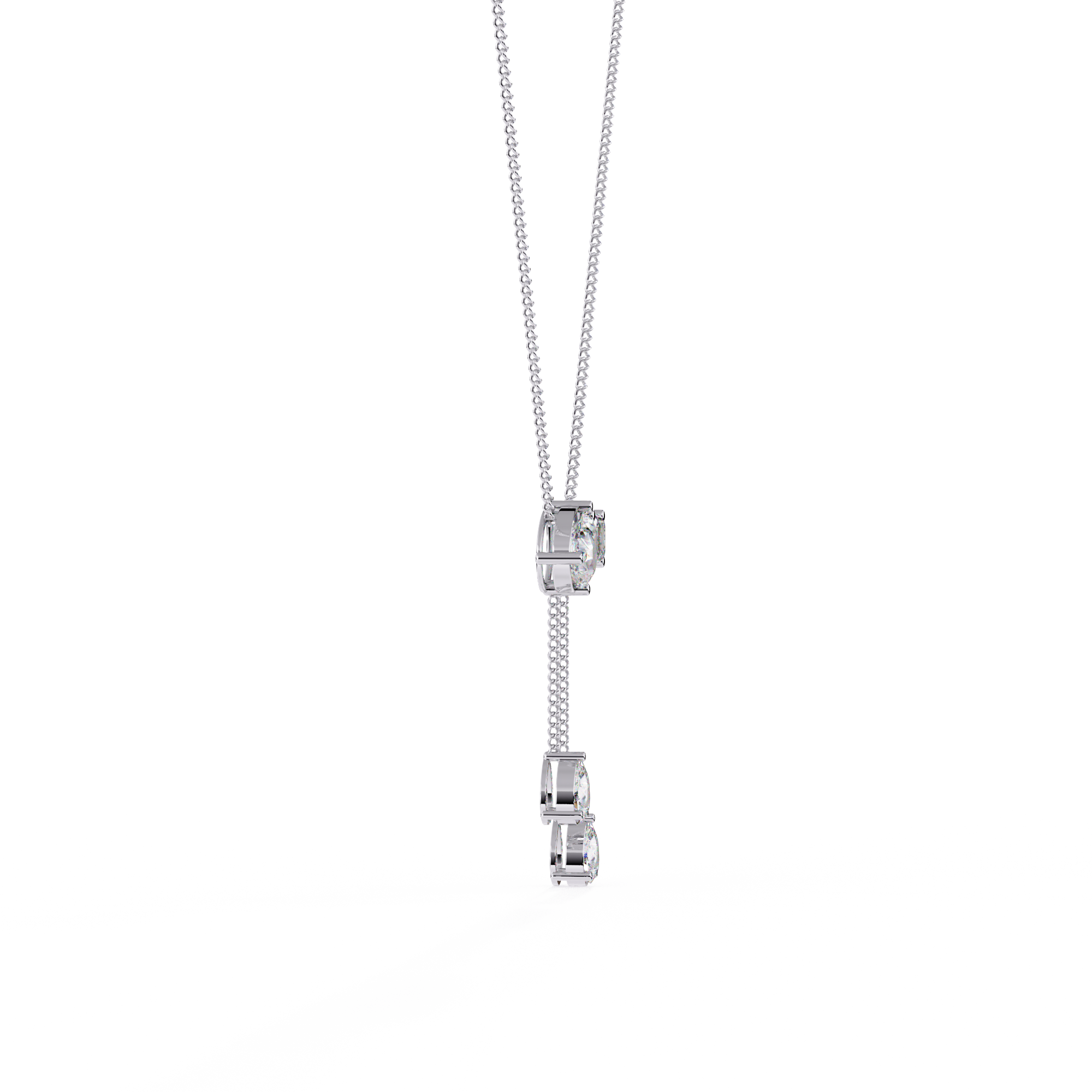 Solitairekart 1.59ct Pear and Emerald Cut Natural Diamond Pendant-H Color, VS1 Clarity